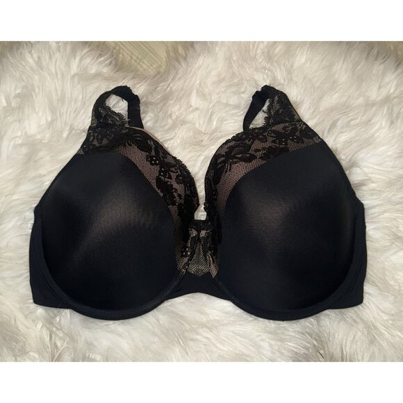 Olga GF7961A Cloud 9 Full Figure Underwire Bra Lined Lace Womens 38DD Black - Picture 2 of 6